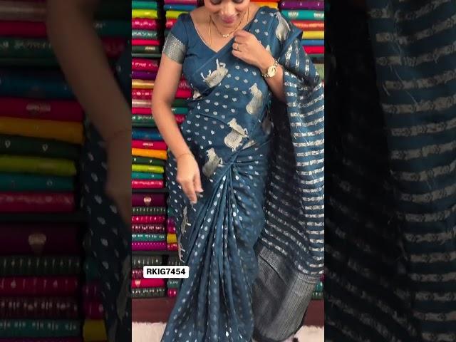 Viscose Silk Bud Butta Cow Border PeacockBlue Saree I Wholesale Shop I@Rkcollectionssarees