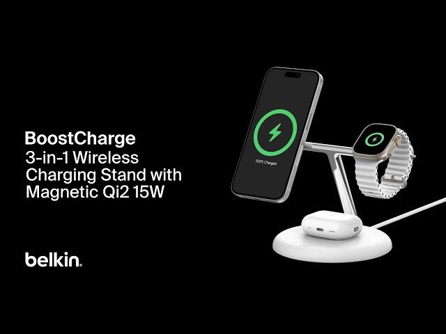 Belkin BoostCharge Pro 3-in-1 Magnetic Wireless Charging Stand with Qi2 15W