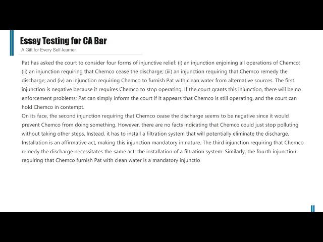 Essay Testing for California Bar Exam (Remedies) Q4 February 2000