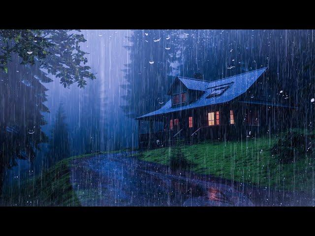 HEAVY RAIN at Night to Sleep Well and Beat Insomnia | Thunderstorm for Insomnia, Relax, Study, ASMR