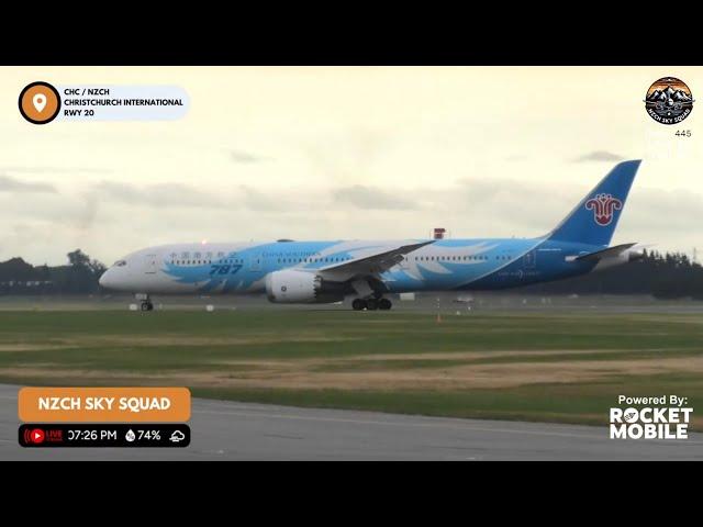 China Southern 787-9 Dreamliner Lands at Christchurch International Airport!