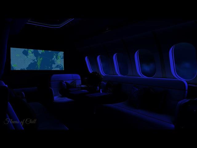 DARK Private Jet Lounge Brown Noise Flight Ambience | Flight Map | Sleeping, Reading, Studying | Zen