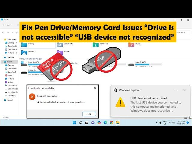 How to Fix Pen Drive/Memory Card Issues “Drive is not accessible” “USB device not recognized”