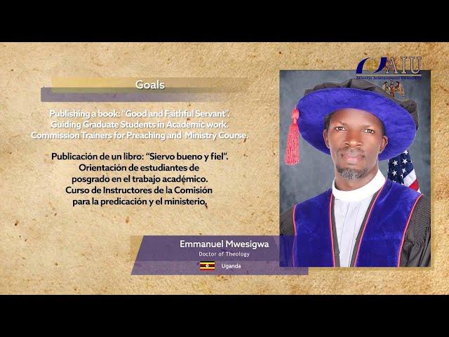Emmanuel Mwesigwa - Doctor of Theology - Graduation June 2021, AIU