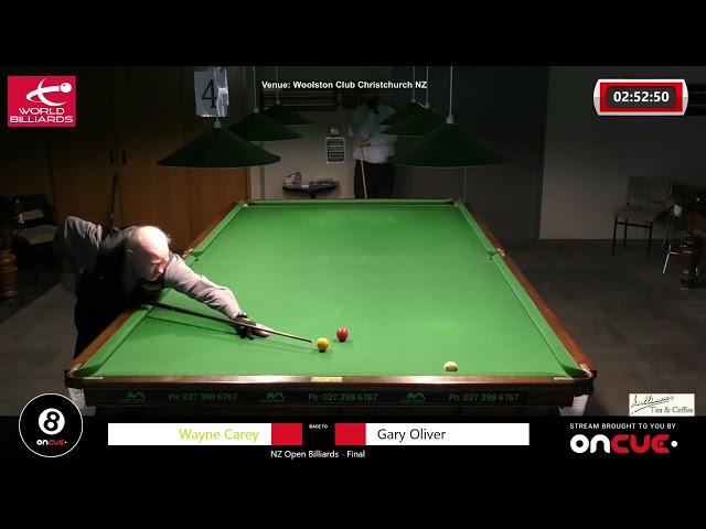 WAYNE CAREY vs. GARY OLIVER 2018 NZ Open Billiards  Final