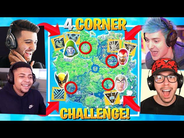 THE 4 CORNER ALL MYTHIC HERO CHALLENGE! ft. Ninja, Typical Gamer & Myth (Fortnite Season 4)