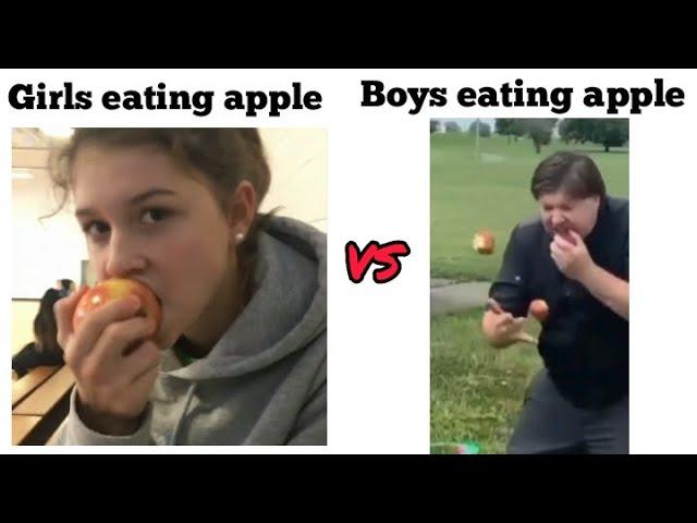 Girls eating apple VS Boys eating apple || MG edits || #girlsvsboysmemes