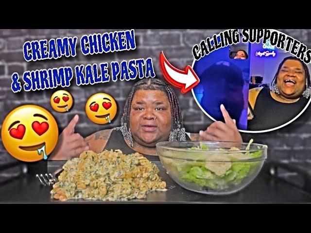 CREAMY CHICKEN & SHRIMP CHICKPEA KALE PASTA | SURPRISE CALL TO MY SUPPORTERS ️