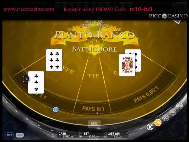 Playing Punto Banco Batticuore Privee at Ricco Casino