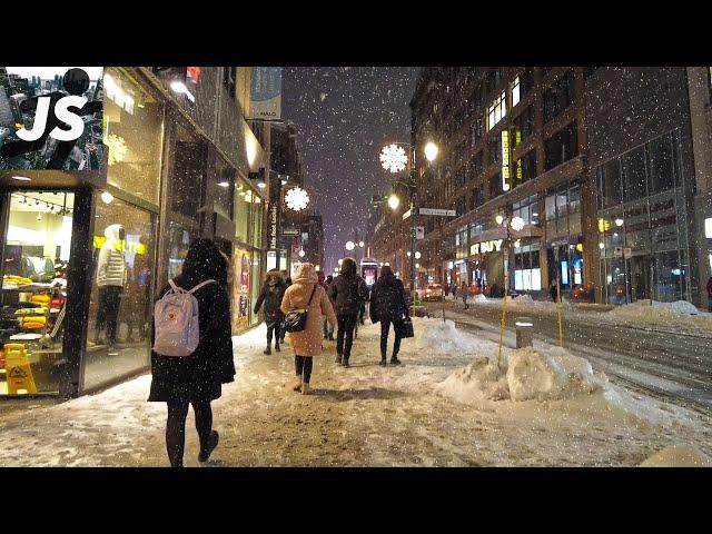 Montreal's Famous St Catherine Street Snowfall Walk (Feb 2023)