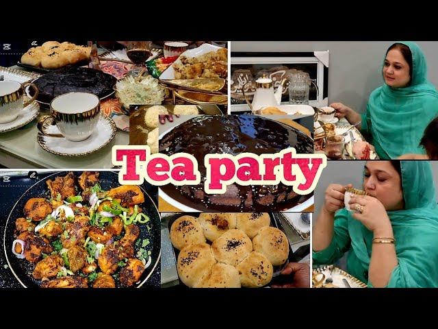 Tea party!// ghar py ki tea party \\ Chicken Tikka \\cheese balls \\pehla piyar chocolate Ckake ky s