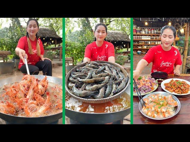 "Crispy Shrimp Fry and Cook Delicious" Chef Sros cooks salad, rolling and crispy | Cooking with Sros