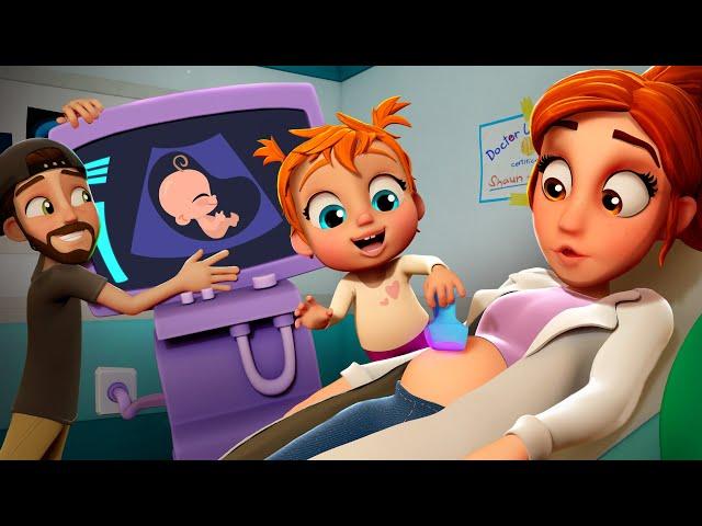 ADLEY helps ultrasound BABY BROTHER!! visiting Mom at her hospital job! Best Day Ever family cartoon