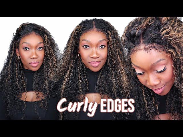 4C Edges Highlight Curly Wig Pre Bleached Knots HD Lace Front Wig Ready Go Glueless Wig Hermosa Hair