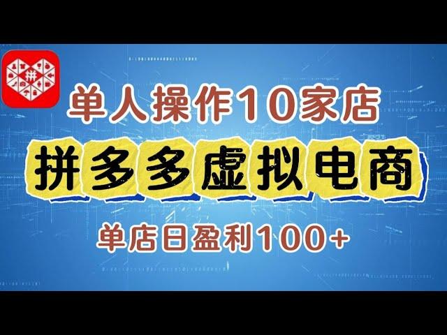 【完整教程】拼多多虚拟电商，单人操作10家店，单店日盈利100+ | 老高项目网