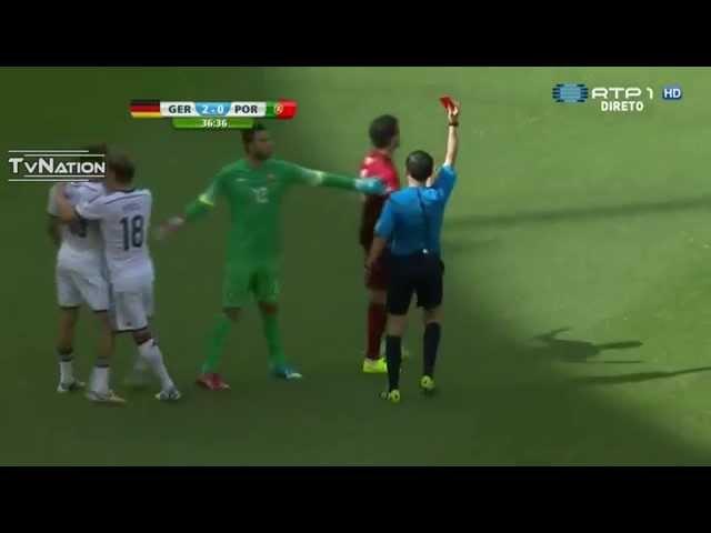 Pepe ( Red Card ) Ridiculous Foul on Thomas Muller Germany vs Portugal World Cup 2014