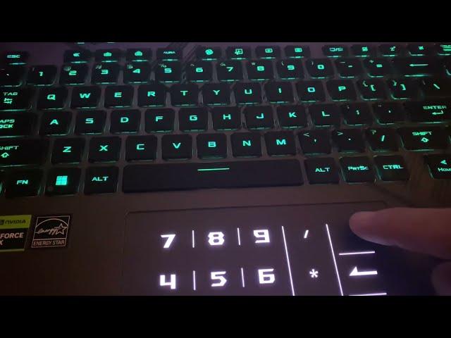 Asus Rog Strix G16 hidden number pad and adjusting RGB