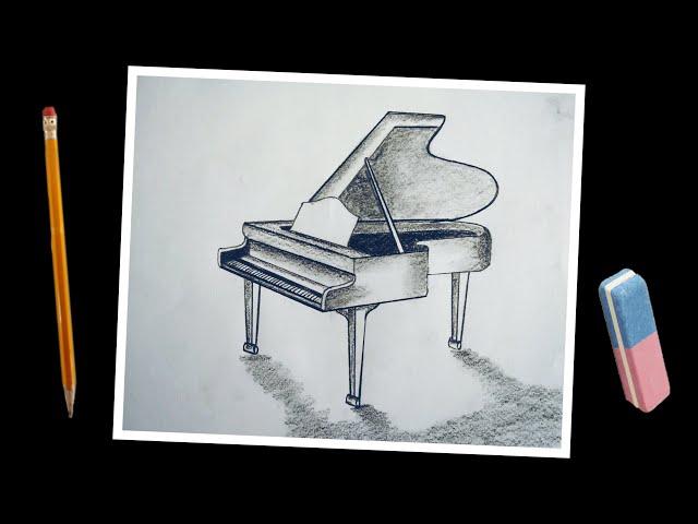 How to draw Piano easy step by step / Piano drawing easy step by step