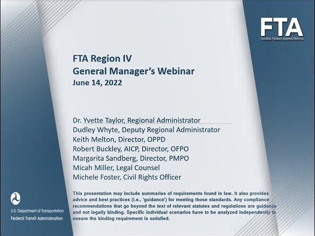 FTA Region IV GM Webinar