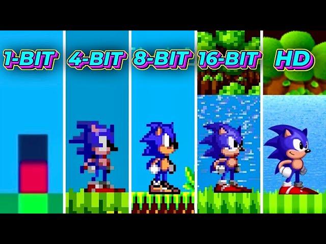 Sonic The Hedgehog 1-BIT vs 4-BIT vs 8-BIT vs 16-BIT vs HD