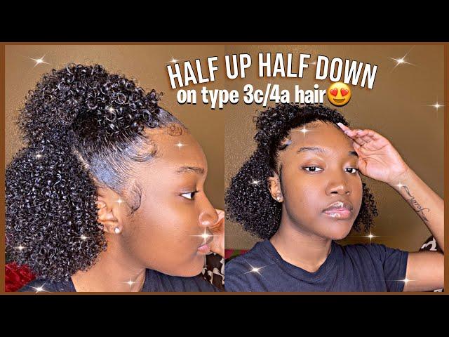 Half Up-Half Down tutorial on natural hair