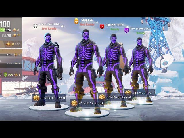 the most OG *TRYHARD* Fortnite squad EVER..  (ALL PURPLE SKULL TROOPER)