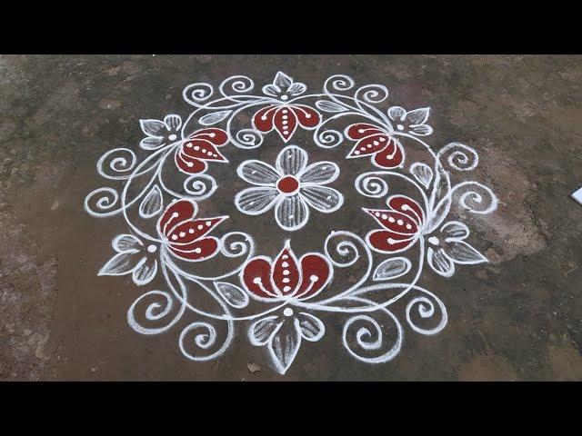 sankranti special lotus kolam 7*4dots Anu'sworld pongal kolam festival rangoli pandaga muggulu