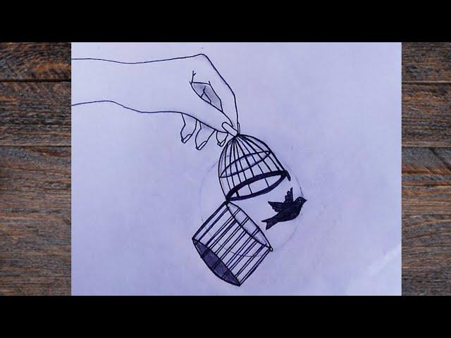 Freedom Bird / Easy drawing for beginners / New video - Bisma Art & Craft 