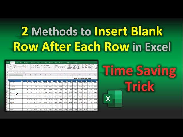 2 Ways to Insert Blank Row After Each Row in Excel | Excel Trick