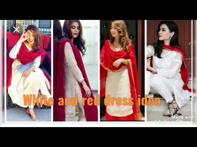 Beautiful combination white and red dress idea for women 2021 unique fashion