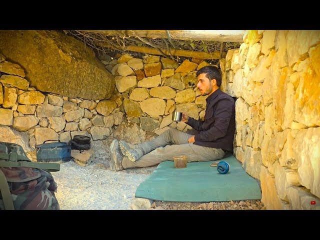 SOLO BUILDING A STONE DUGOUT WITH FIREPLACE IN 75 DAYS | Diy Crafts, Bushcraft, Nature Movie