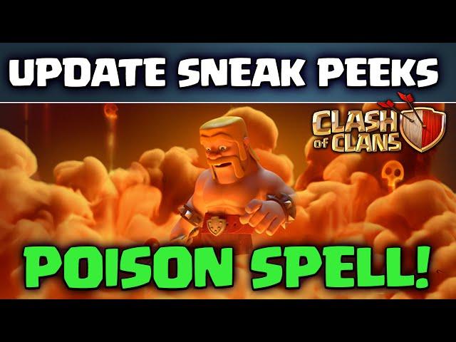 Clash of Clans UPDATE!  Sneak Peeks!  Dark Spell Factory  POISON Spell  Queue Spells! 