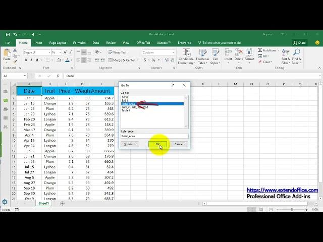 How to only show print area in a workbook in Excel