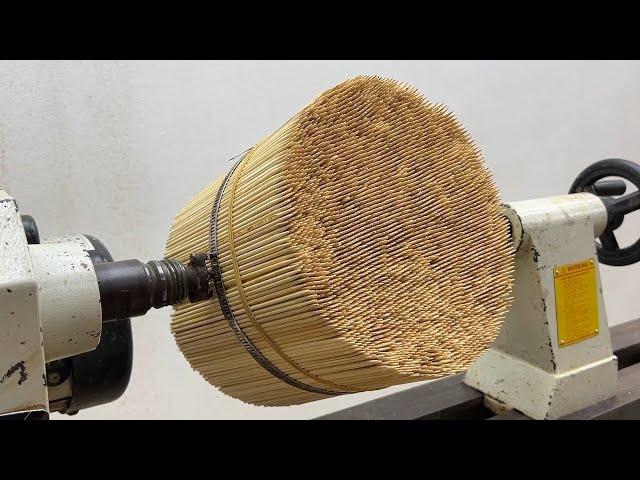 Amazing Woodturning Crazy - Smooth Combination Of Epoxy Resin With Piece Toothpicks On Wood Lathe