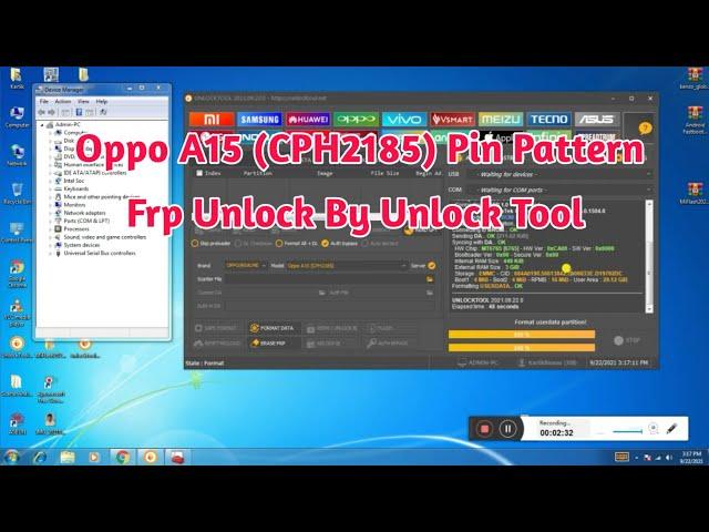 Oppo A15 (CPH2185) Pin Pattern  Frp unlock by unlock tool 2021