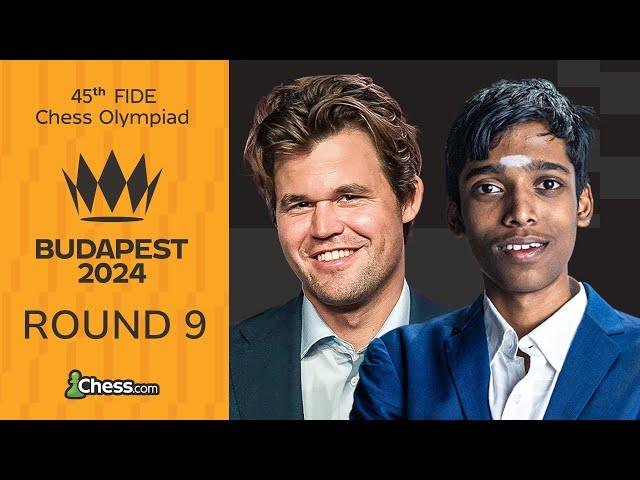 FIDE Chess Olympiad: Gukesh v Nodirbek & Fabiano v Rapport! USA v Indian Women! Rd 9