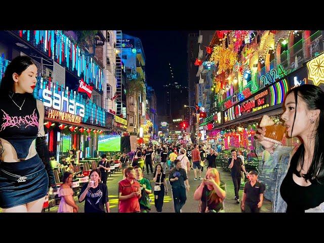 Vietnam nightlife /    Bui Vien Walking Street ,  Ho Chi Minh City Vietnam /4k