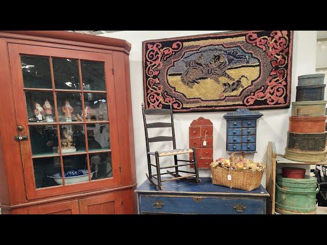 Tour with me Antique Show Museum Quality American History Hudson Primitives Folk Art Early Painted