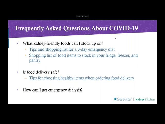 COVID-19 Q&A: Kidney-friendly Eating