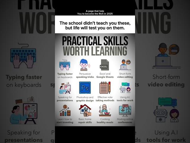 Practical skills worth learning. #mindset #quotes #goals #growth #motivation #education #skills #ai