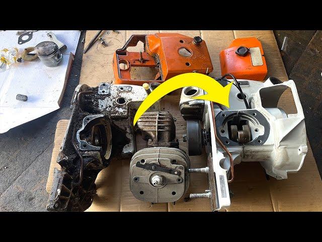 Replacing Chainsaw Crankcase STIHL 070 / Old Crankcase Need Replaced by New One (Copy)