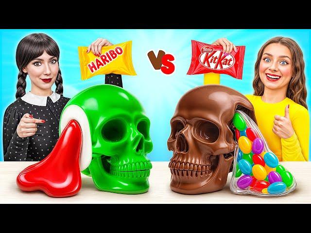 Real Food vs Chocolate Food Challenge with Wednesday Addams | Tasty Kitchen Hacks by Choco DO