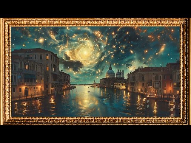 4K Free Framed TV Art Screensaver Animated | Starry Night, Venice Italy | Fantasy Art Animated