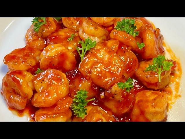 【茄汁虾仁】最简单做法，不用去饭店也可以吃上美味菜，酸甜鲜香，老人小孩都喜欢！Sweet and sour prawns easy recipe so yum!