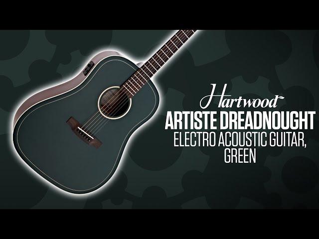 SOUNDCHECK Hartwood Artiste Dreadnought Electro Acoustic Guitar, Green | Gear4music Guitars