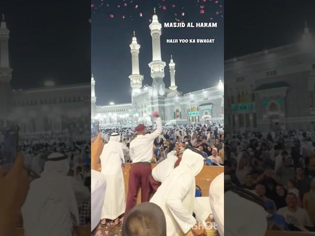 Masjid Al Haram welcomes the Hajjis with flowers #hajj #shorts #viralvideo #makha