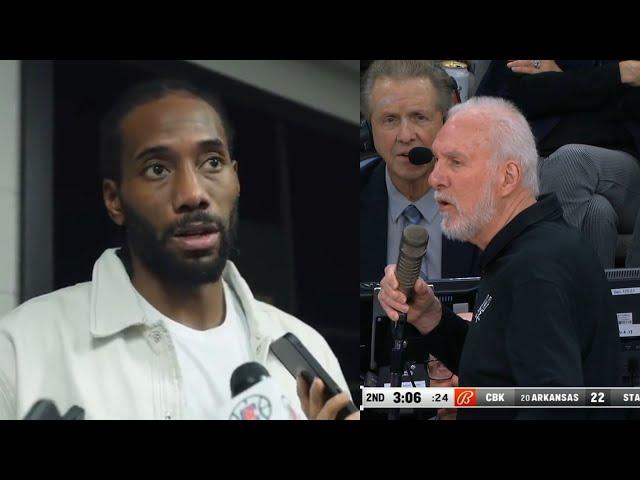 Kawhi Leonard reacts to Gregg Popovich telling Spurs crowd to stop booing