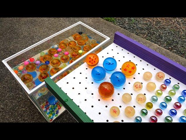 Marble run  Wooden jump slope & rain gutter handmade course [Dragon Ball]