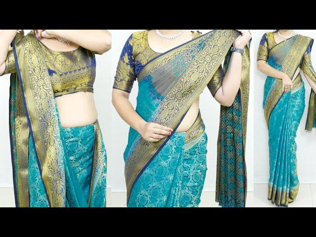 Slim look banarasi silk saree draping | quick & easy silk saree draping| best saree draping tutorial