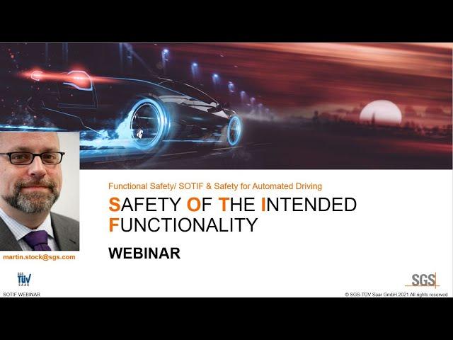 SOTIF Safety of the intended functionality (Webinar)